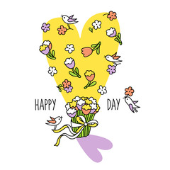 Happy day. Cute hand drawn greeting card.