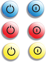 Set of colorful glossy buttons turn on off, vector items for game or web design