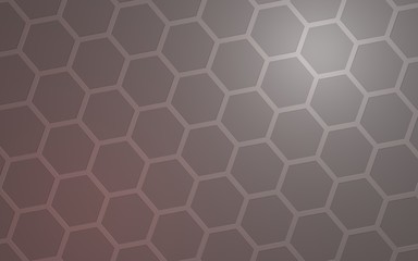 Honeycomb with color lighting, on a gray background. Perspective view on polygon look like honeycomb. Isometric geometry. 3D illustration