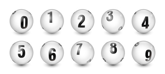 Vector Bingo Lottery Number Balls Isolated on White Background