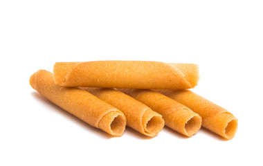 wafer rolls isolated on white background