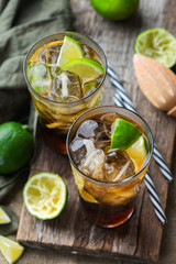 Cuba libre or long island iced tea alcohol cocktail drink