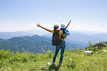 Mother With A Little Girl's Daughter Travel