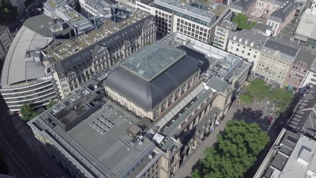Aerial flight around the Frankfurt stock exchange