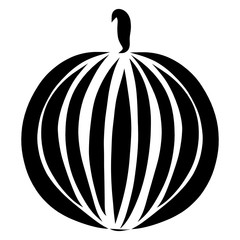 Watermelon or pumpkin, painted in black smooth lines