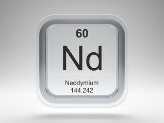 Neodymium symbol on modern glass and metal rounded square icon