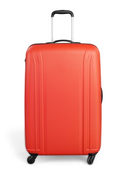 Large polycarbonate suitcase isolated on white