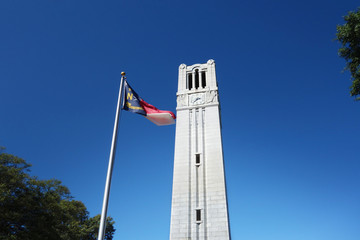 Bell tower and state flag