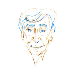 hand drawing picture, color pencil technique, old man-s portrait