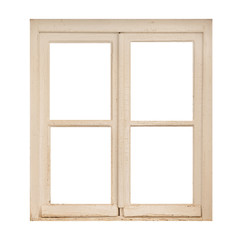 White wooden window isolated on white background