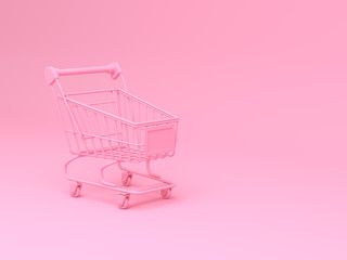 3d rendering illustration pink Shopping Carts with on pink background