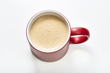 cenital view of a red mug