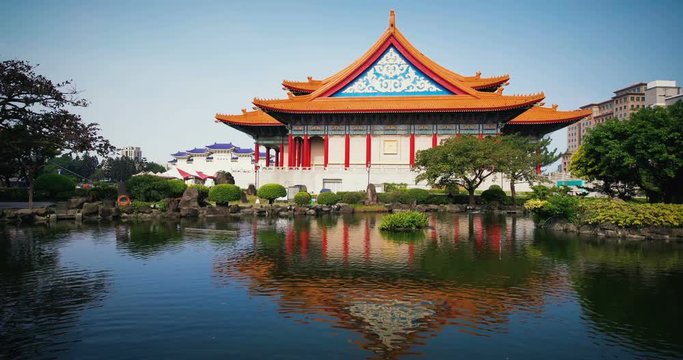 National Theater and its Reflection on the Guanghua Pond, Taipei, Taiwan