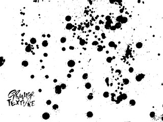 Handdrawn grunge texture. Abstract ink drops background. Black and white grunge illustration. Vector watercolor artwork pattern.