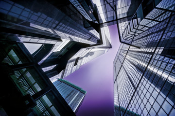 Fototapeta na wymiar Architectural shapes of Hong Kong in abstract style