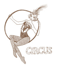 Circus gymnast. Beautiful girl in a circus suit. Vector illustration on white background