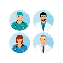 Medical avatars set vector. Medical clinic staff flat avatars. 