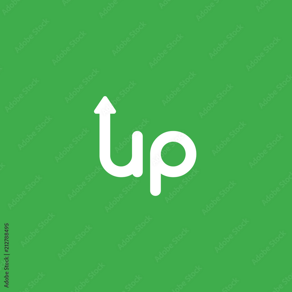 Poster vector icon concept of up word with arrow moving up on green background