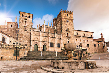Royal Monastery of Santa Maria de Guadalupe, province of Caceres, Extremadura, Spain - obrazy, fototapety, plakaty