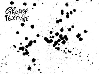 Handdrawn grunge texture. Abstract ink drops background. Black and white grunge illustration. Vector watercolor artwork pattern.