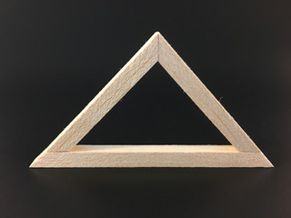 Triangle wood in white background, Death Triangle concept, Dry flowers in Triangle frame