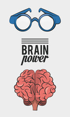 Brain power and glasses card vector illustration graphic design