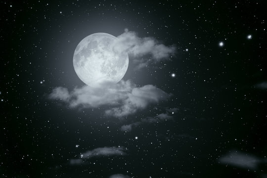Starry full moon night