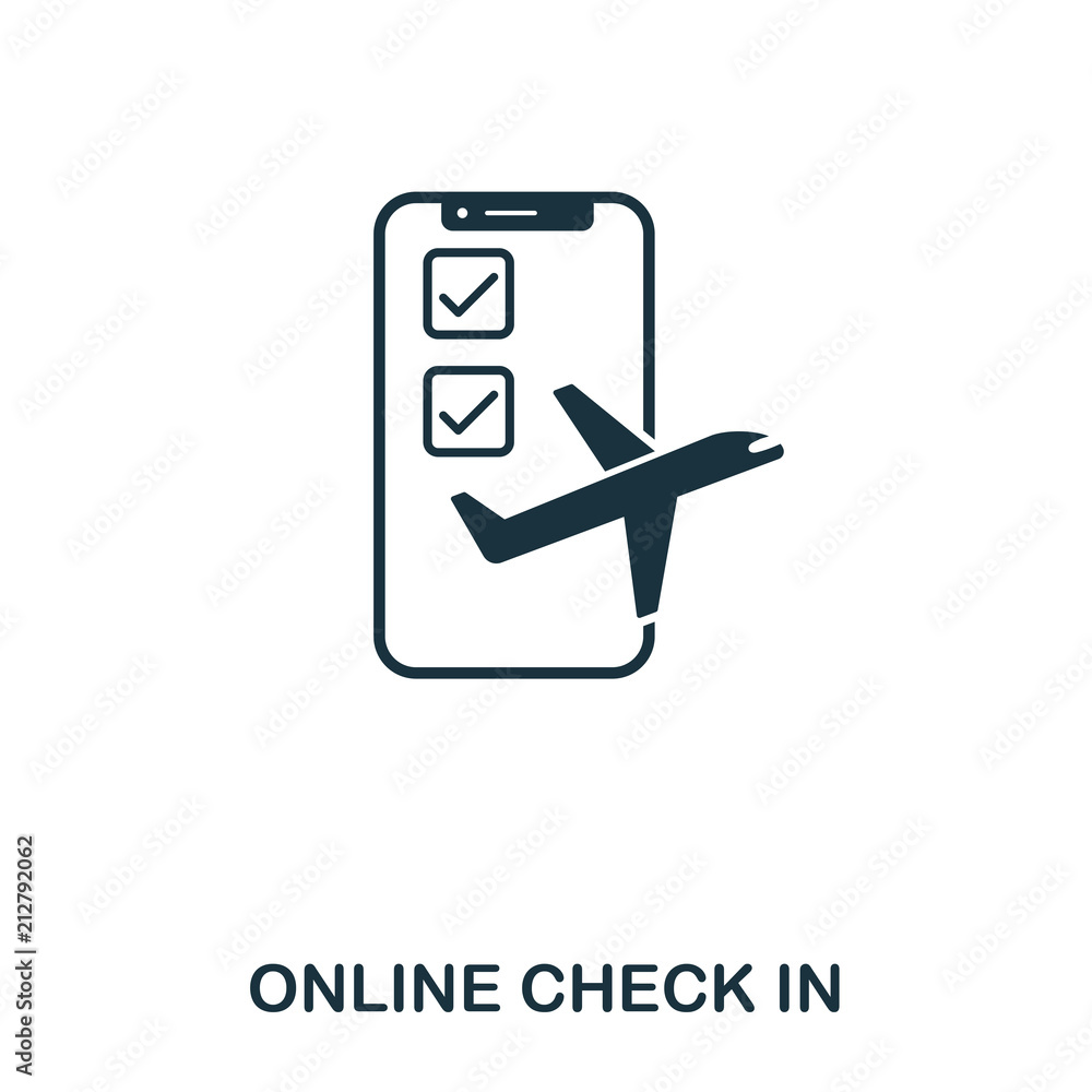 Poster online check in icon. line style icon design. ui. illustration of online check in icon. pictogram is