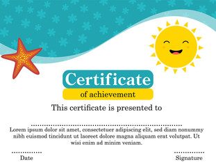 Fun summer themed certificate template for kids
