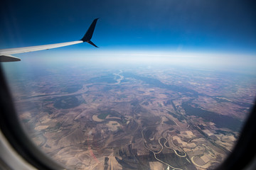 Plane window view of Arkansas