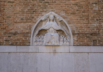 facade of the church in Venice, Italy