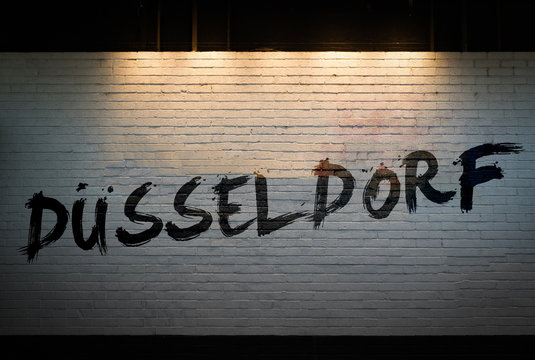 Düsseldorf written on a wall concept