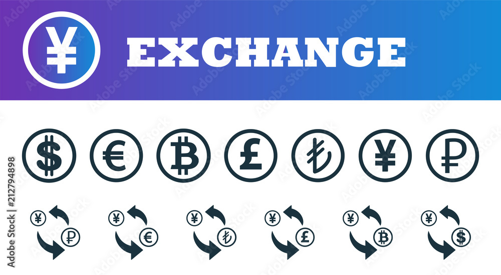 Poster money exchange icons set. ui and ux. premium quality symbol collection. money exchange icon set simp