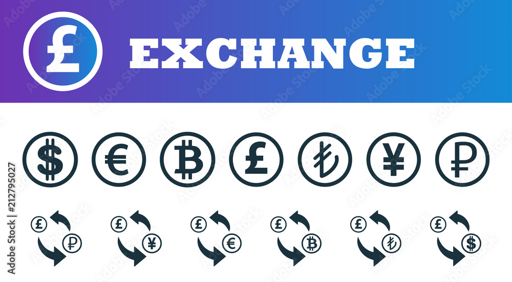 Poster money exchange icons set. ui and ux. premium quality symbol collection. money exchange icon set simp