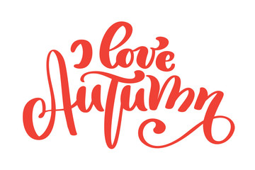 I love autumn hand lettering phrase on orange Vector Illustration t-shirt or postcard print design, vector calligraphy text design templates, Isolated on white background
