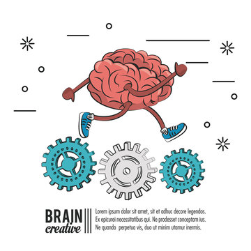 Brain creative poster with information vector illustration graphic design