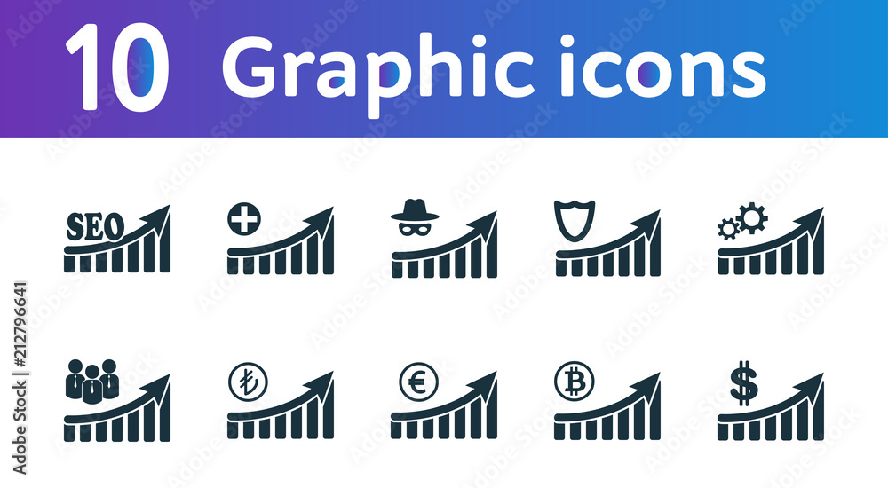Poster increase graphic icons set. ui and ux. premium quality symbol collection. increase graphic icon set 