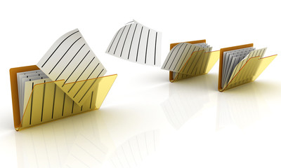 Folder with a documents over white.