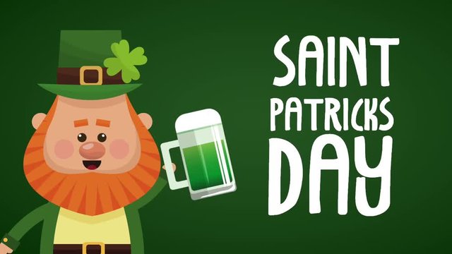 Cute elf with beer saint patricks day High definition animation colorful scenes