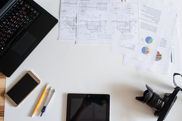 A office desk in a working time