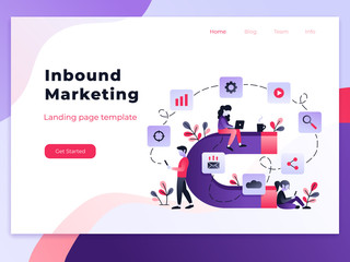 Landing page template of Inbound marketing. Modern flat design concept of web page design for website and mobile website. Easy to edit and customize. Vector illustration