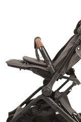 A stroller on a white background, details of a stroller close-up.