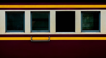 metal door of old and rusty bogie train