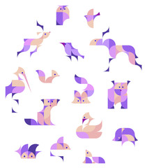 Nursery Childish Seamless Pattern Background with european animals. Decorativ Style Trendy Textile, Wallpaper, Wrapping Paper, Kids Apparel Design. Vector illustration.