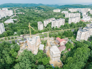 Fototapeta premium aerial view of construction site. high-rise building development