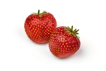 Juicy ripe red strawberry, isolated on white background. Close-up.
