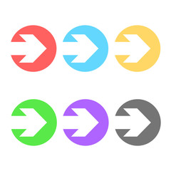 colorful arrows in circle icon button, stock vector illustration