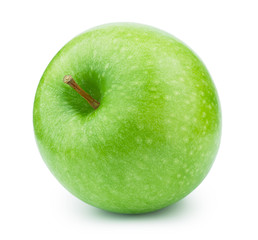 Fresh green apple fruit isolated on the white background with clipping path. One of the best isolated apples that you have seen.