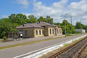 Fototapeta na wymiar POLESSK, RUSSIA. View of the railway station