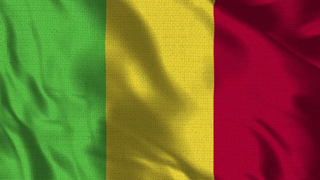 Realistic 4K 60 fps flag of the Mali waving in the wind. Seamless loop with highly detailed fabric texture. Loop ready in 4k resolution.